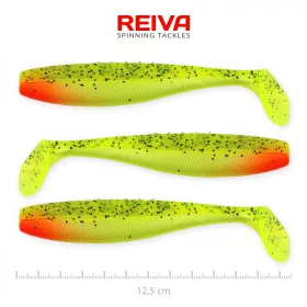   Reiva Flat Minnow shad 12,5cm 3pz/cf (Glitter Verde-Rosso) Esca in plastica