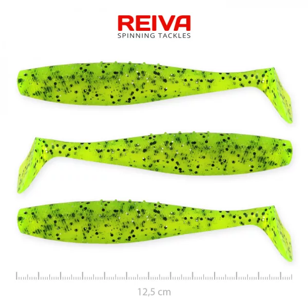 Reiva Flat Minnow shad 12,5cm 3pz/cf (Glitter Verde) Esca in plastica