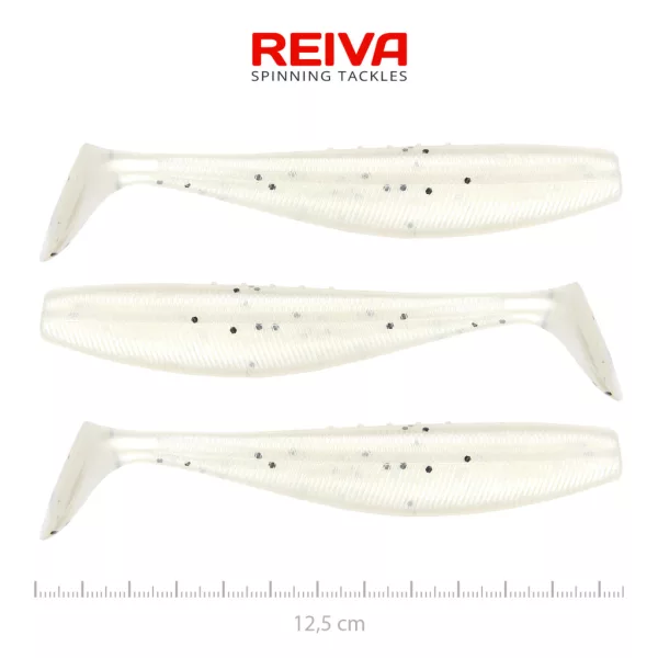 Reiva Flat Minnow Shad 12,5cm Pearl Dot Esca in plastica 3pz