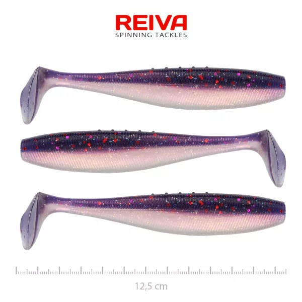 Reiva Flat Minnow Shad 12,5cm Purple Pearl Esca in plastica 3pz