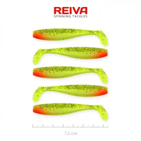   Reiva Flat Minnow shad 7,5cm 5pz/cf (Glitter Verde-Rosso) Esca in plastica