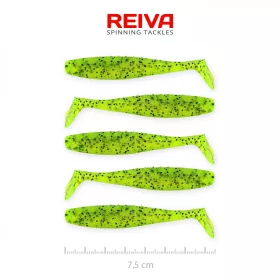   Reiva Flat Minnow shad 7,5cm 5pz/cf (Glitter Verde) Esca in plastica