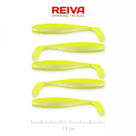   Reiva Flat Minnow shad 7,5cm 5pz/cf (Giallo-Argento) Esca in plastica