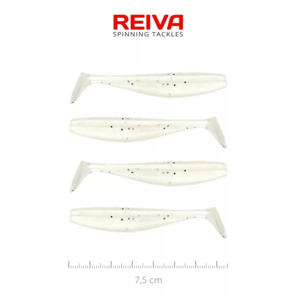 Reiva Flat Minnow Shad 7,5cm Pearl Dot Esca in plastica 4pz