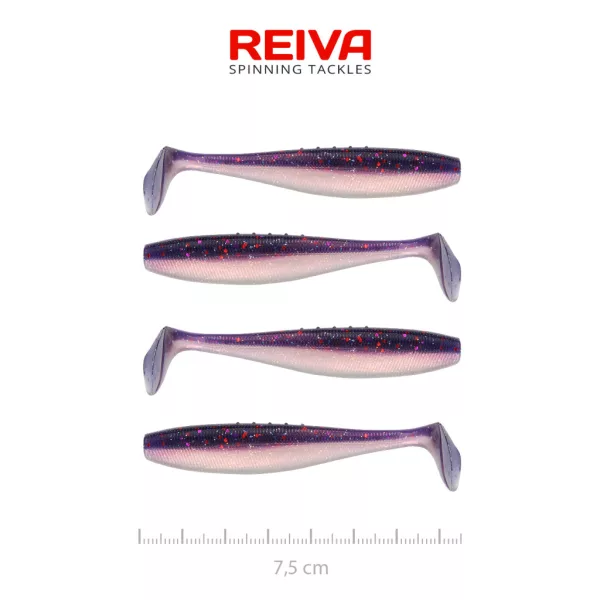 Reiva Flat Minnow Shad 7,5cm Purple Pearl Esca in plastica 4pz