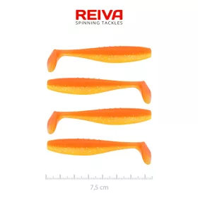   Reiva Flat Minnow Shad 7,5cm Shiny Orange Esca in plastica 4pz