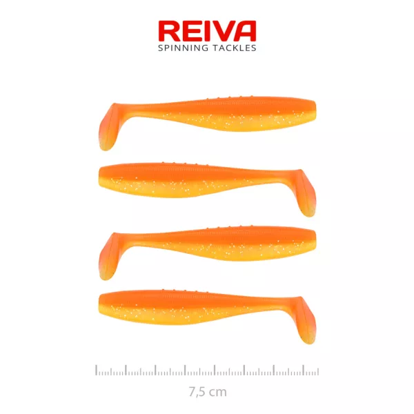 Reiva Flat Minnow Shad 7,5cm Shiny Orange Esca in plastica 4pz