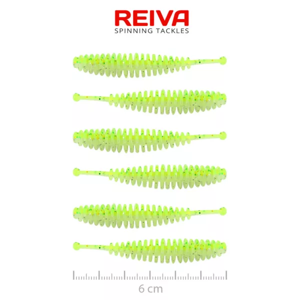 Reiva Tiny Worm Flash Chartreuse 6cm Esca in plastica 6pz