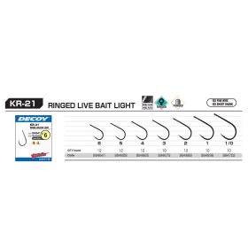  Decoy KR-21 Round Live Bait Light 4 Füles Szakállas Egyágú Ragadozóhalas Horog 12db