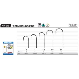   Decoy Worm KR-29 Round Fine 3/0 Füles Szakállas Egyágú Ragadozóhalas Horog 4db
