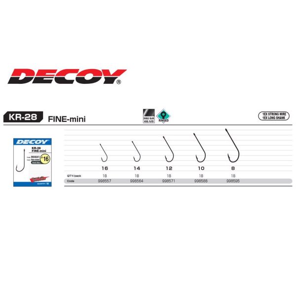 Decoy Worm KR-28 Fine Mini 12 Füles Szakállas Egyágú Ragadozóhalas Horog 18db