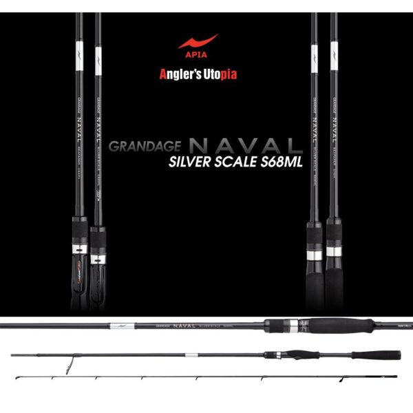 Canna da spinning Apia Grandage Naval Silver Scale S68ML 2,03m 3-25gr 2 Pezzi