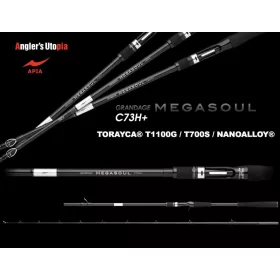   Apia Grandage Naval Megasoul C73H+ Cast 2,21m Max 200gr Canna da Spinning in 2 Pezzi