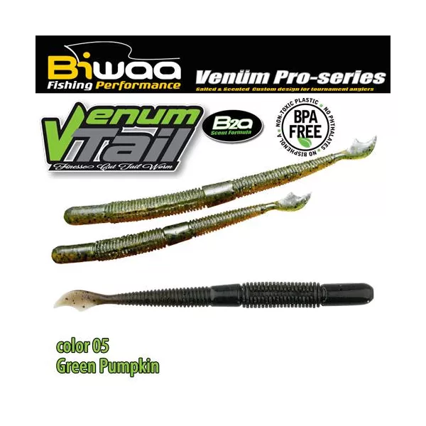 Biwaa Venum Tail 10cm 05 Green Pumpkin Gumi Műcsali 10db