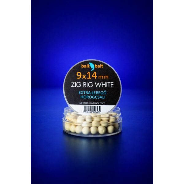 BaitBait Fehér 9x14mm Zig Rig Extra Lebegő Horogcsali 20gr