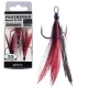 BKK Feathered Spear-21 SS 1 Amo triplo con occhiello, con ardiglione Rosso-Nero 3pz