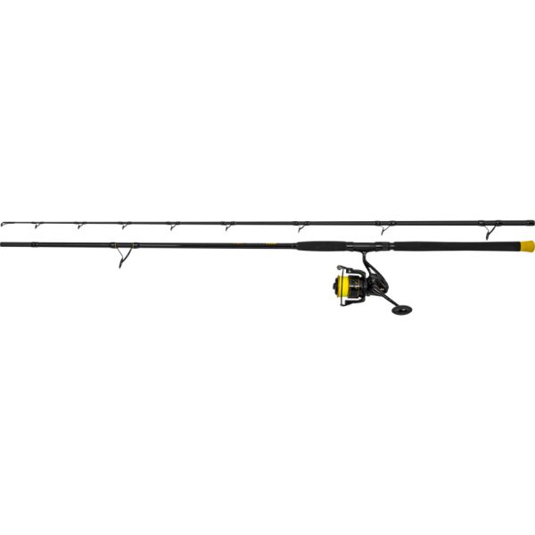 Black Cat Hard Core Combo Bank Rod 3,00m 600gr Canna da pesca al siluro in 2 pezzi con mulinello Black Passion FD 80 e Filo