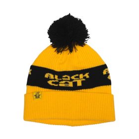 Black Cat Yellow Bobble Hat Cappello con Ponpon