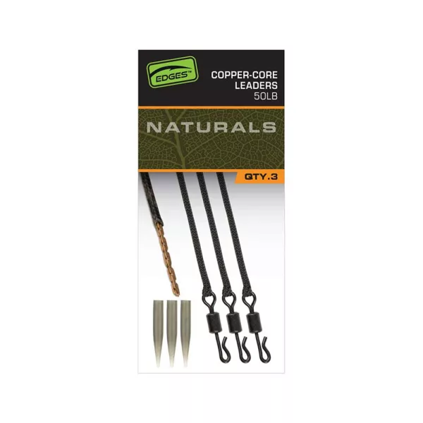 Fox Edges Naturals Copper-Core Leaders X 3 Terminale Pre-legato 3pz
