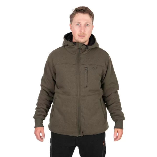 Fox Collection Sherpa Hoody Green-Black Jacket Thermo Giacca S