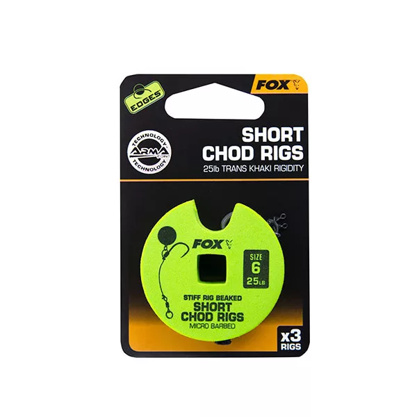 Fox 25lb, misura 6 Short Chod Rig Barbed Amo pre-legato