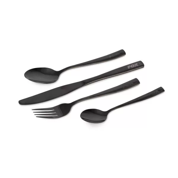 Fox Cookware Set di posate in acciaio inossidabile nero da 4 pezzi