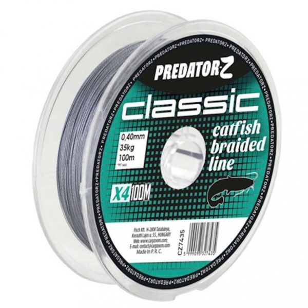 Predator Z PZ Classic trecciato da siluro, Ø 0,40 mm, 100 m, 35 kg, grigio scuro