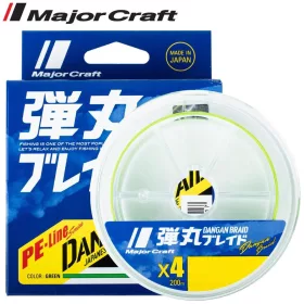   Major Craft Dangan Braid X4 0,10mm 150m Fluo Green Fonott Zsinór