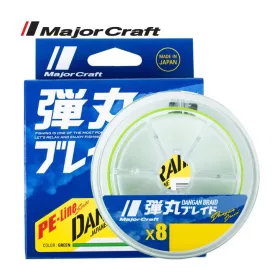   Major Craft Dangan Braid X8 0,13mm 150m Fluo Light Green Fonott Zsinór