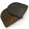 Vass-Tex Fleece Lined Ribbed Beanie Barna Sapka Velúr Logóval
