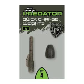   Fox Rage Predator Camo Quick Change Weights Peso Galleggiante a Sgancio Rapido 5gr 4pz