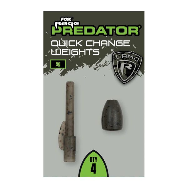 Fox Rage Predator Camo Quick Change Weights Peso Galleggiante a Sgancio Rapido 5gr 4pz