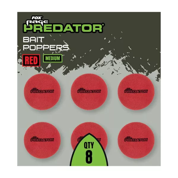 Fox Rage Predator Bait Poppers Medium Rosso Sollevatore Esca 8db