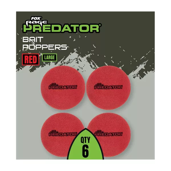 Fox Rage Predator Bait Poppers Grande Rosso Sollevatore Esca 6db