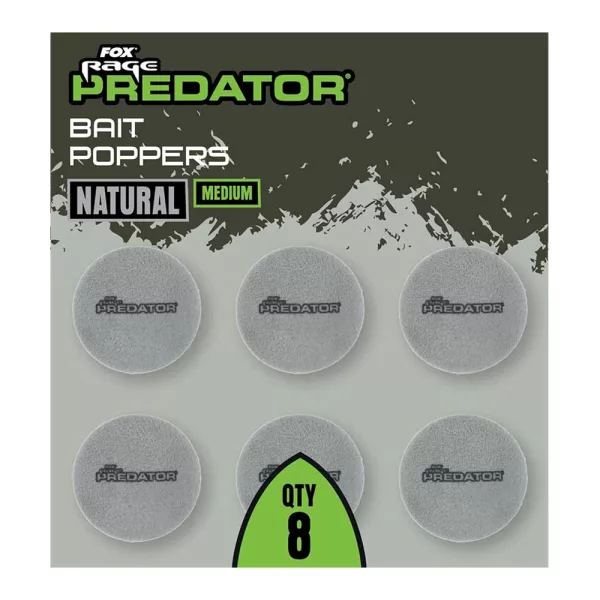 Fox Rage Predator Bait Poppers Medium Grigio Naturale Sollevatore Esca 8db