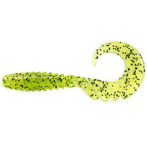 FISHUP Fancy Grub 6,35cm (10pcs.), #055 - Chartreuse/Black Esche artificiali in plastica