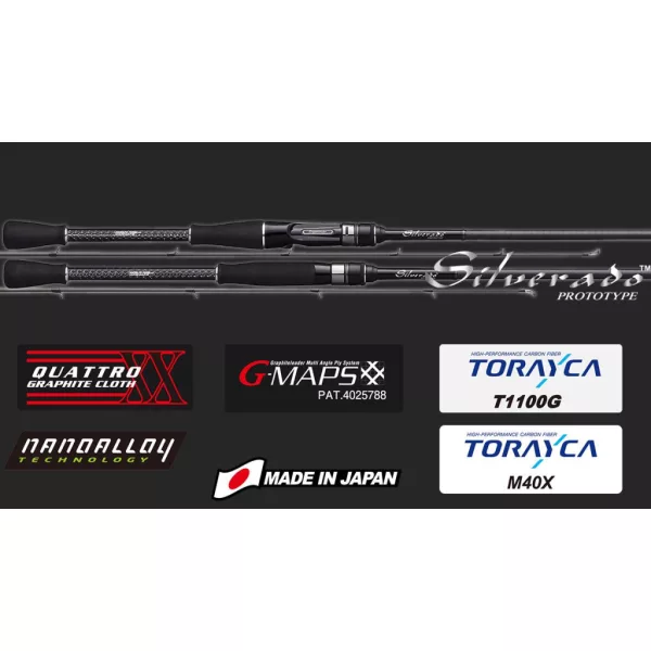 Graphiteleader Silverado Prototype 20GSILPS-762ML Fast 2,29m 3-15gr 2 Pezzi Canna da Spinning