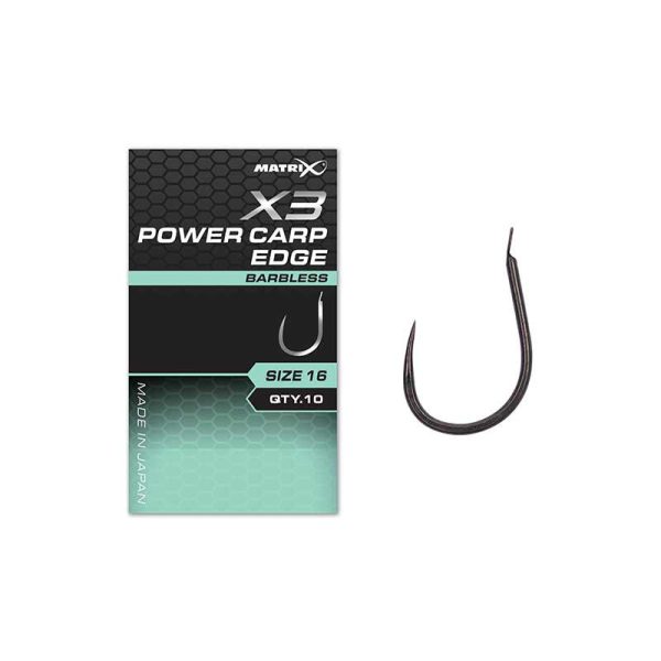Matrix X3 Power Carp Edge 16 Barbless con paletta, Amo senza ardiglione 10 pezzi