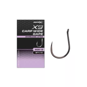   Matrix X9 Carp Wide Gape 10 Barbless Amo con Paletta, Senza Ardiglione 10pz