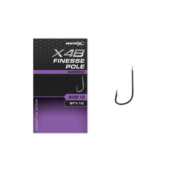 Matrix X4B Finesse Pole 20 Barbed con paletta, Amo con ardiglione 10 pezzi
