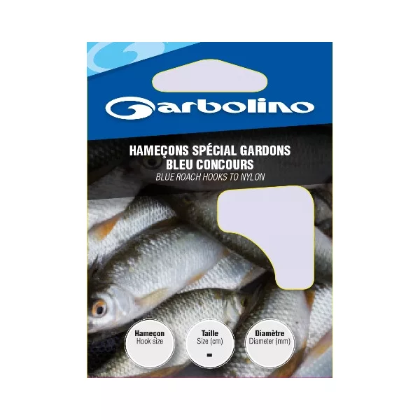 Garbolino Blue Roach Hooks To Nylon 20 Amo legato con paletta, barbiglio e monofilo 10db