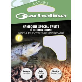   Garbolino Forged Black Reversed Hooks To Fluorocarbon 12 Piastre, Monofilo Barbed Pre-legato Amo 10pz