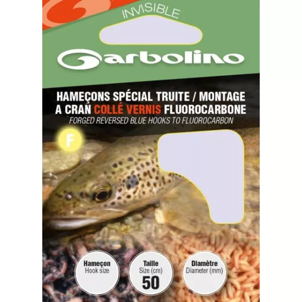 Garbolino Ami Forgiati Invertiti Blu su Fluorocarbon 12 a Paletta, con Ardiglione Prelegati in Monofilo 10pz