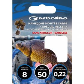   Garbolino Speciale Pellet Carpa Ami pre-legati su Nylon 0,20mm 50cm, misura 12 con paletta, senza ardiglione in monofilo 10 pz