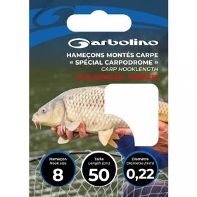   Garbolino Speciale Carpodrome Ami pre-legati su Nylon 0,20mm 50cm, misura 10 con paletta, senza ardiglione in monofilo 10 pz