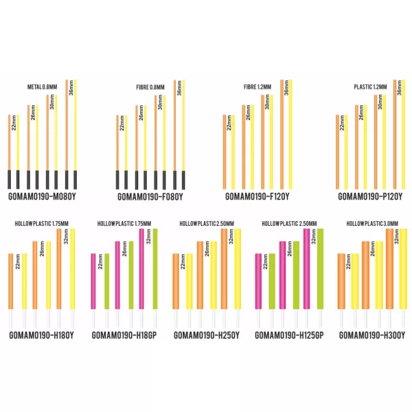 Garbolino Flotteurs Competition Series SP Fiber Antenna Kit 1,20mm 8pz - Rosso e Giallo in 4 misure