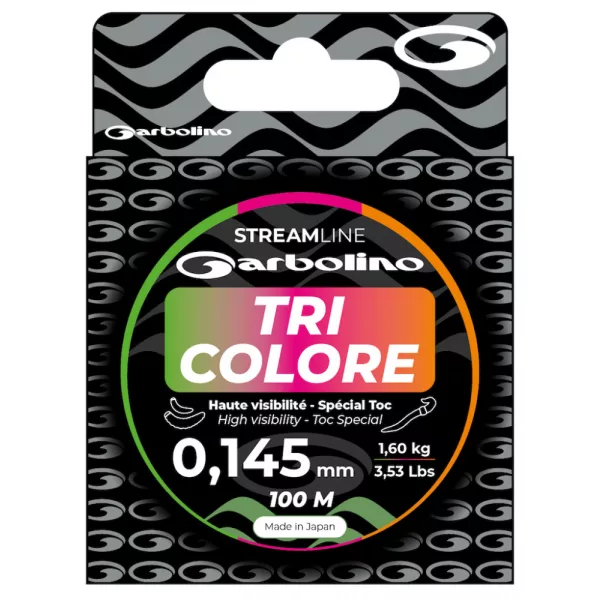 Garbolino - STREAMLINE TOC TRI-COLORE HAUTE VISIBILITE - 100M - Filo principale - Filo monofilamento - Filo per trote
