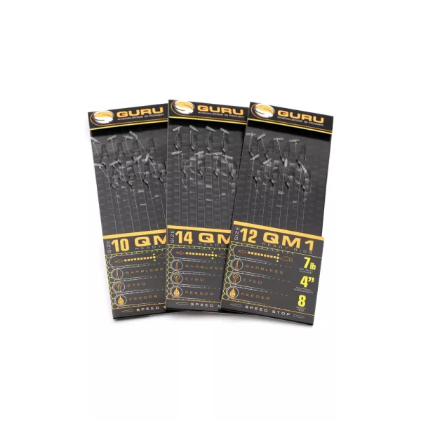 Guru QM1 Speed Stop 16 con occhiello, senza ardiglione, amo pre-legato in monofilo 8 pz
