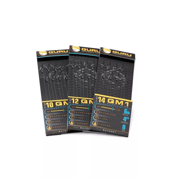 Guru QM1 Bayonet 16 con occhiello, senza ardiglione, amo pre-legato in monofilo 8 pz