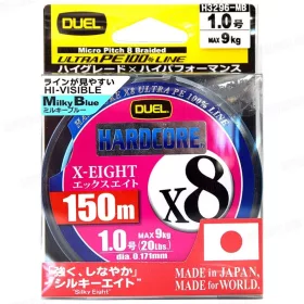   DUEL Hardcore X8 Silky Eight PE1,5 (13,5kg) 150m trecciato a 8 capi colore Milky Blue Trecciato